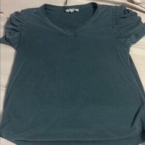Green Envelope Puff Sleeve Ruched T-Shirt Green